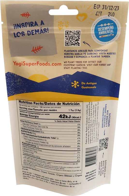 Yogi Super Foods Organic Triphala Ayurveda Herb Powder for Detox, Immune Support, Digestive Health & Balance - Gluten Fr