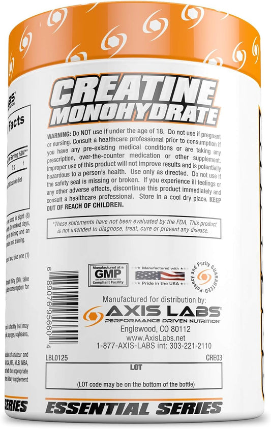 Axis Labs Micronized Creatine Monohydrate - Mineral Supplement - 100 S