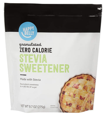 Amazon Brand - Happy Belly Granulated Zero Calorie Stevia Sweetener, 9.7 Ounce