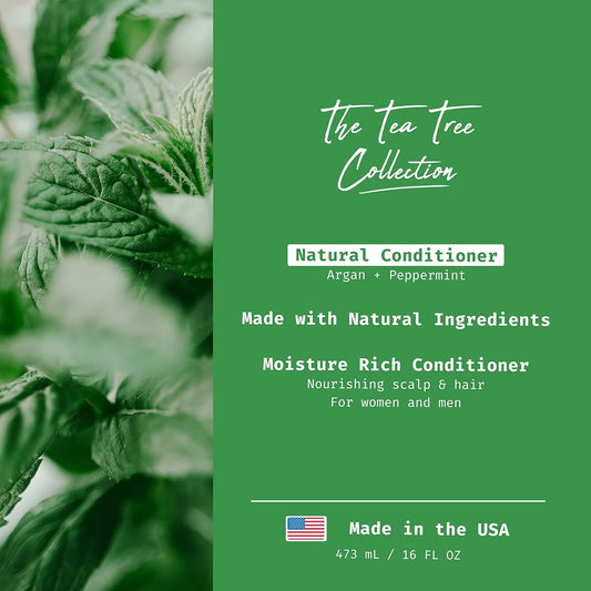 Tea Tree Conditioner, With Tea Tree Oil, Peppermint Oil, For Dry Damaged Hair Treatment, Sulfate Free Conditioner, Plant-Derived Made in USA - Packaging May Vary
