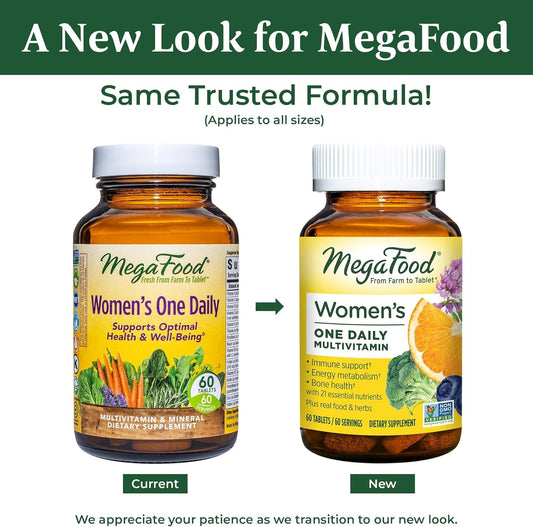 MegaFood Women's One Daily Multivitamin - Multivitamin for Women with Iron, B Complex Vitamins, Vitamin C, Vitamin D & More ? Plus Real Food - Immune Support Supplement ? Vegetarian - 36 Tabs