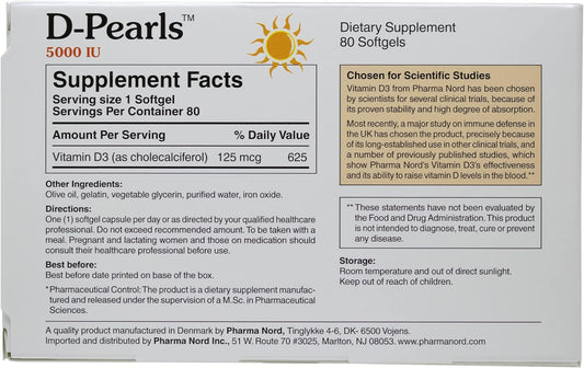 D-Pearls Vitamin D3 5000 Iu (125Mcg) | Easy-To-Swallow | Chosen For Ma