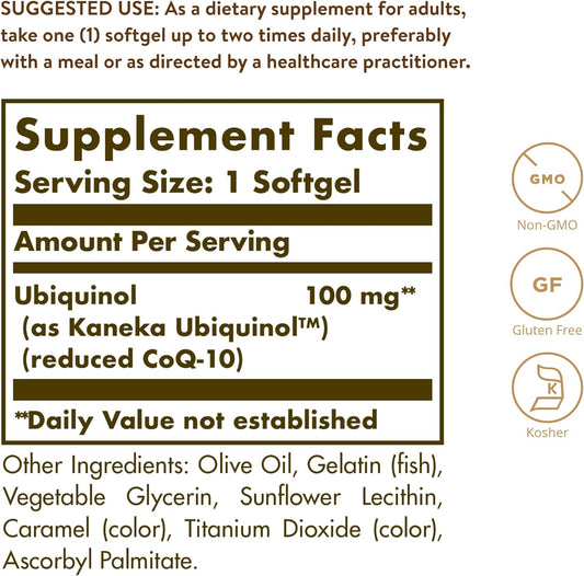 Solgar Kosher Ubiquinol 100mg, 60 Softgels - Advanced Antioxidant Supp