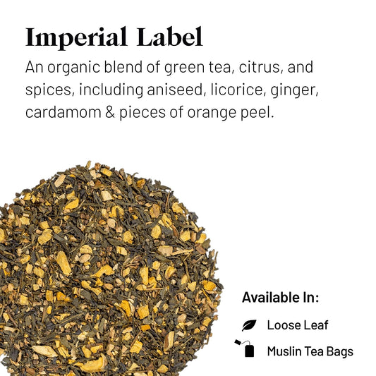 Kusmi Tea Label Imperial - Loose Tea Tin - Organic Blend of Green Tea, Citrus & Spices - Flavored with Aniseed, Licorice, Ginger, Cardamom & Orange Peel