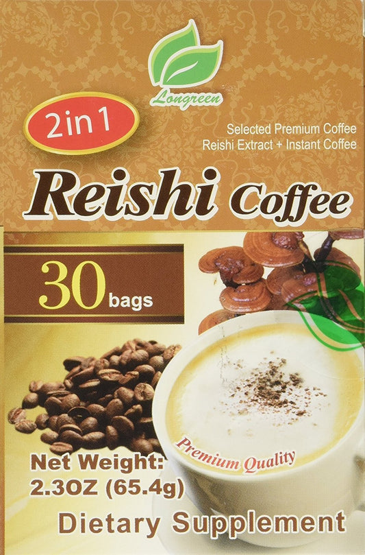 Reishi Coffee 2 in 1 - Selected Premium Coffee - Reishi Extract and Instant Coffee - 30 Bags Per Box (Pack of 2)