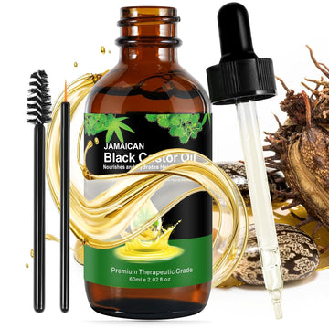 YEUGSCKA Organic Castor Oil for Hair Growth, Eyelashes and Eyebrows, 100% Pure jamaican black Caster Oil for Hair Growth