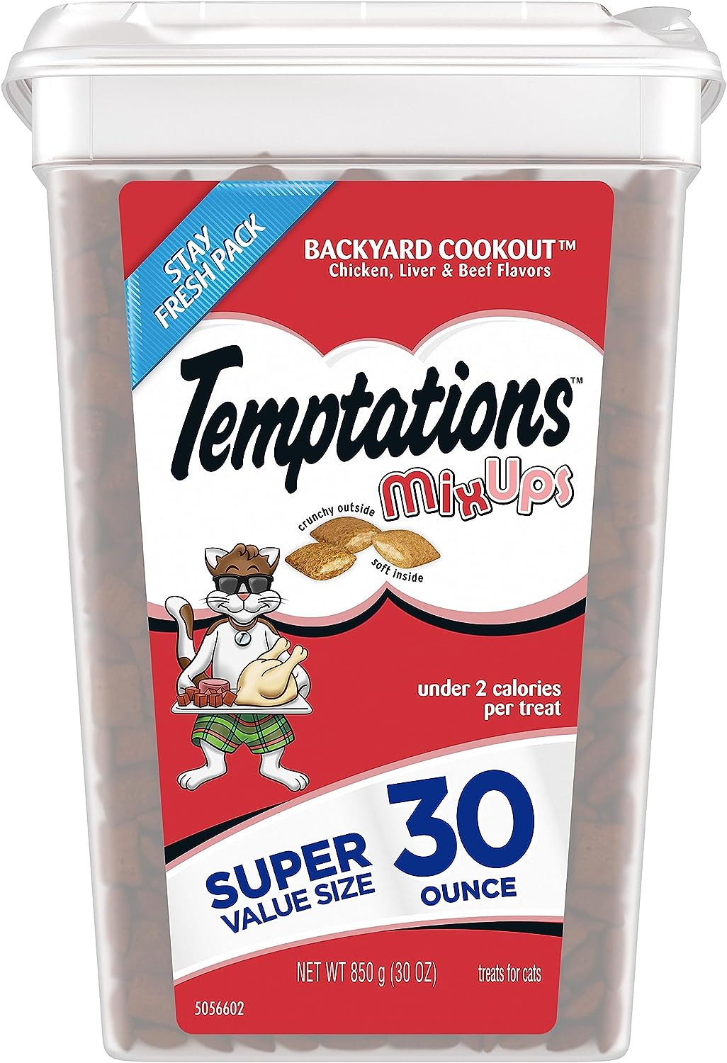 Temptations Mixups Crunchy And Soft Cat Treats Backyard Cookout Flavor, 30 Oz. Tub