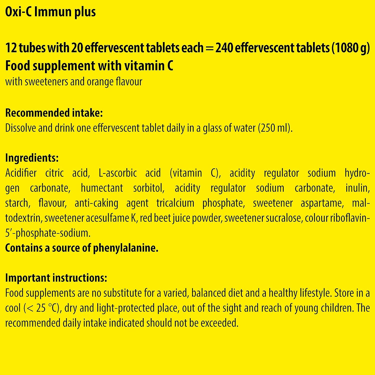 Vitamin C 1000 mg - 12 x 20 effervescent Tablets - Orange Flavour - Ve