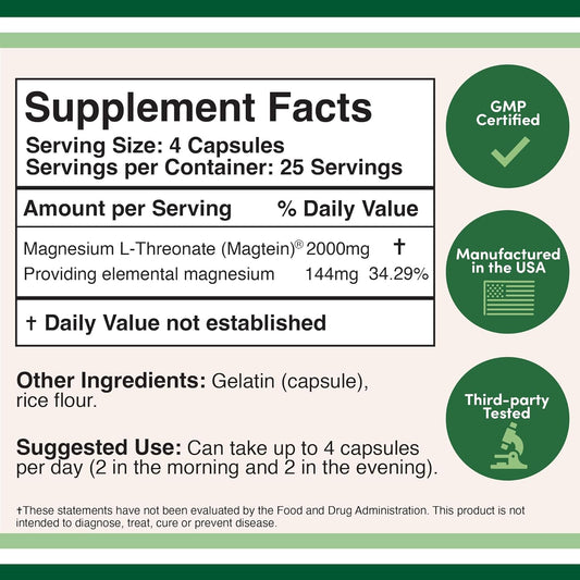 Magnesium L Threonate Capsules (Magtein) ? High Absorption Supplement