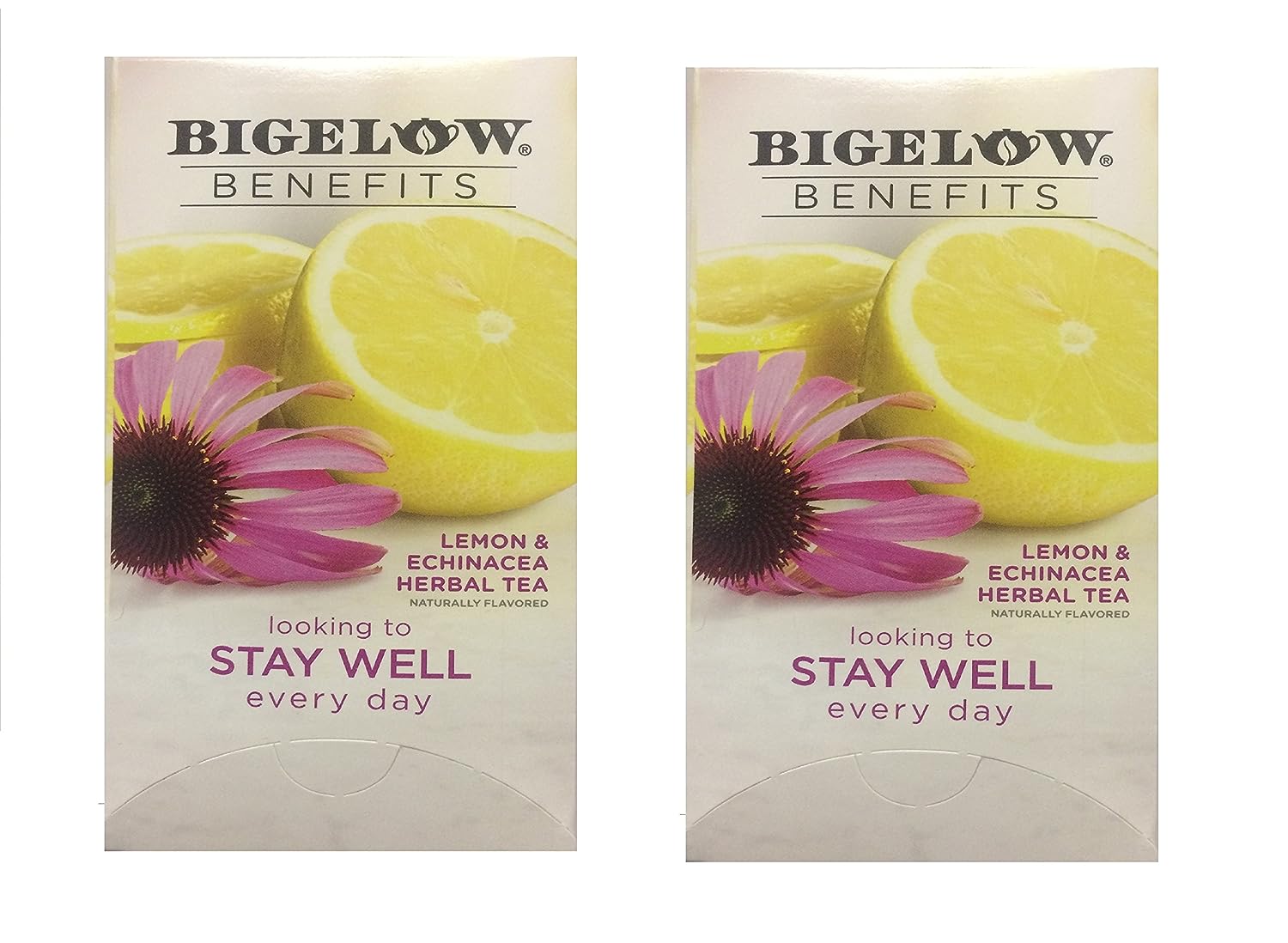 Bigelow Benefits Herbal Tea (Pack of 2) Lemon & Echinacea, 18 Count (Pack of 2)