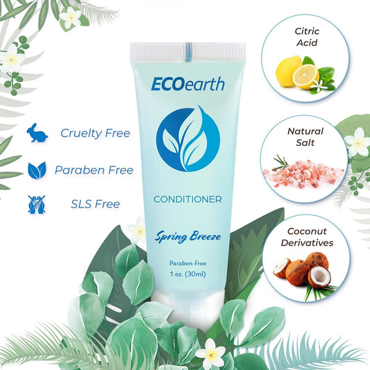 EcoEarth Travel Size Conditioner (1  , 100 PK, Spring Breeze), Delight Your Guests with Revitalizing and Refreshing Hotel Conditioner, Quality Small Size Travel Amenities Hotel Toiletries in Bulk