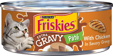 Purina Friskies Gravy Pate Wet Cat Food, Extra Gravy Pate With Chicken in Savory Gravy - 5.5 oz. Can