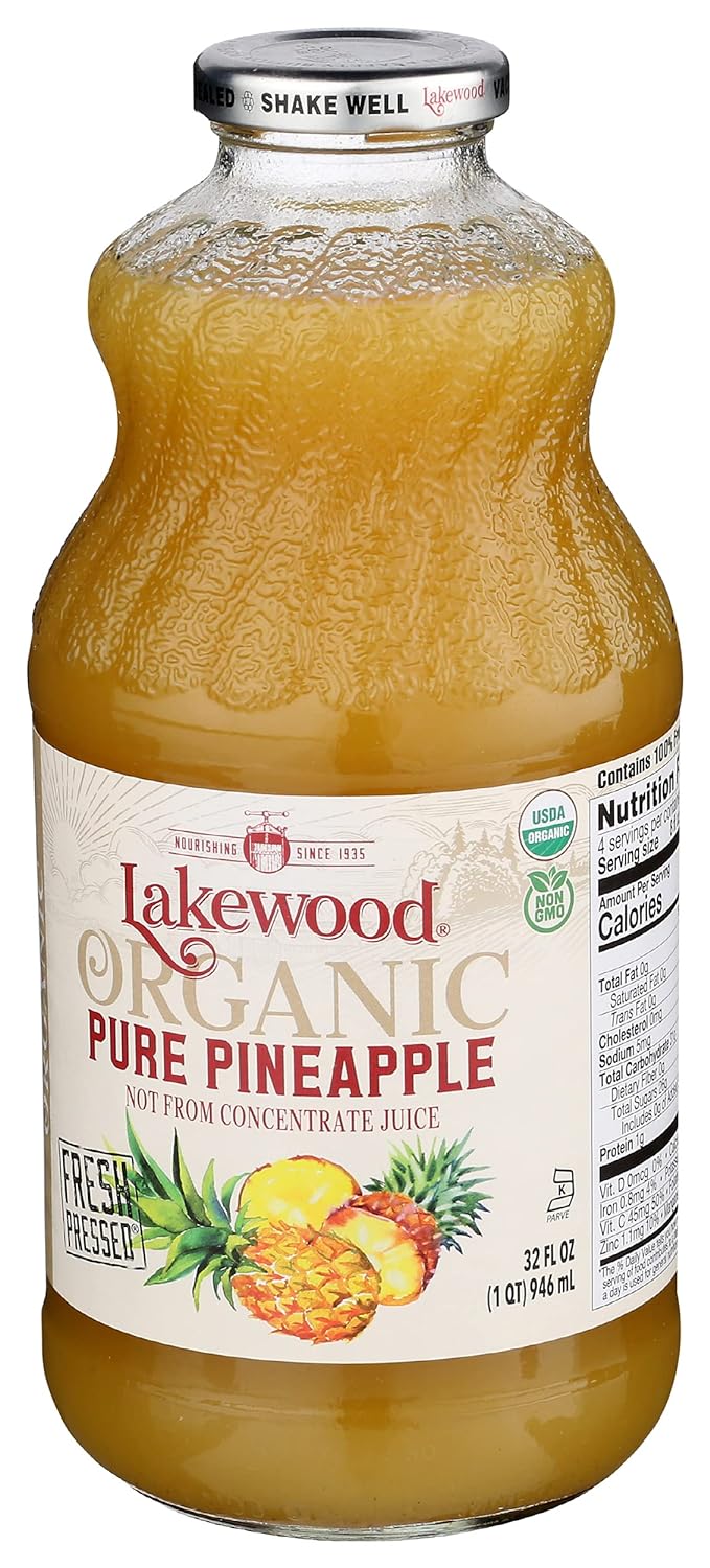 Lakewood Organic Juice, Pineapple, 32 Fl Oz Bottle