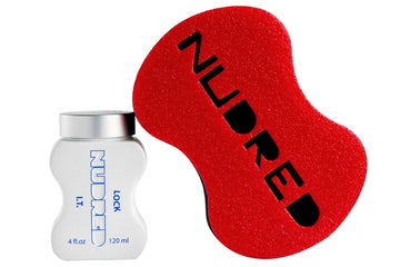 NuDred Lock I.T. Formula - Twist Hair Sponge Brush + Hair Conditioning For Men and Women, For Moisturized Sculpted Coils, Twists & Locs (Red Hair Sponge, Large Holes, 4 Hair Moisturizer)