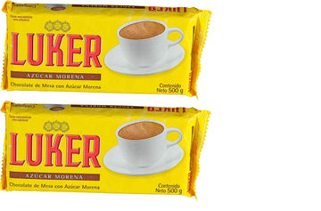 LUKER Chocolate de Mesa con Azucar Morena - 2 Pack -0% Cholesterol / Table Chocolate with Brown Sugar - 2 Pack