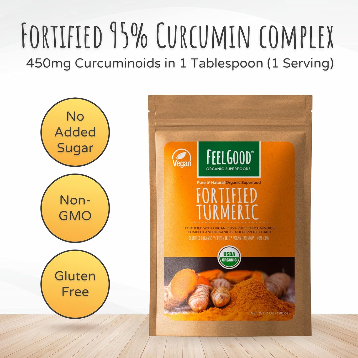 FeelGood Organic Superfoods Fortified Turmeric Powder with C