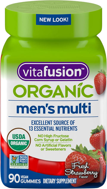Vitafusion Organic Men?s Gummy Multivitamin, 90 Count - Non-GMO, Gluten-Free, No Gelatin, No HFCS