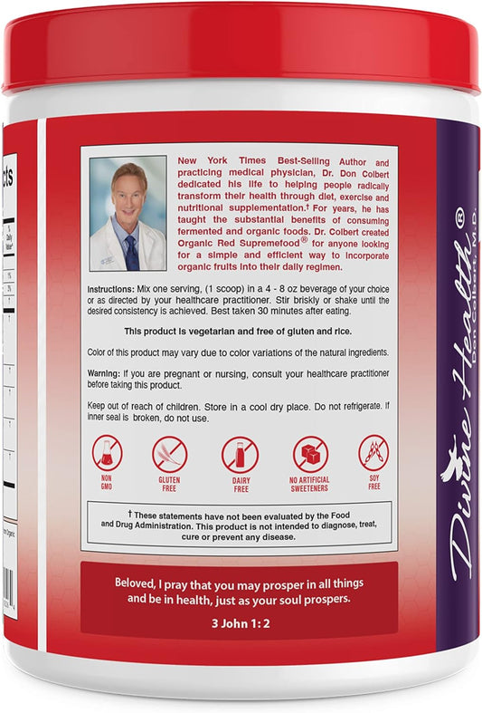 Divine Health Organic Red Supremefood | 10 Organic Fruits + Probiotic