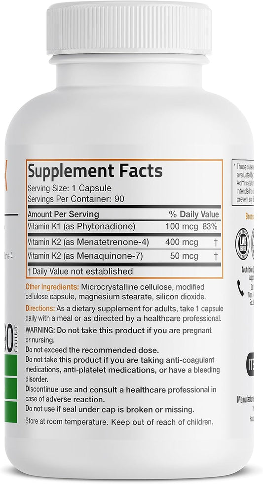 Bronson Vitamin K Triple Play (Vitamin K2 MK7 / Vitamin K2 MK4 / Vitam