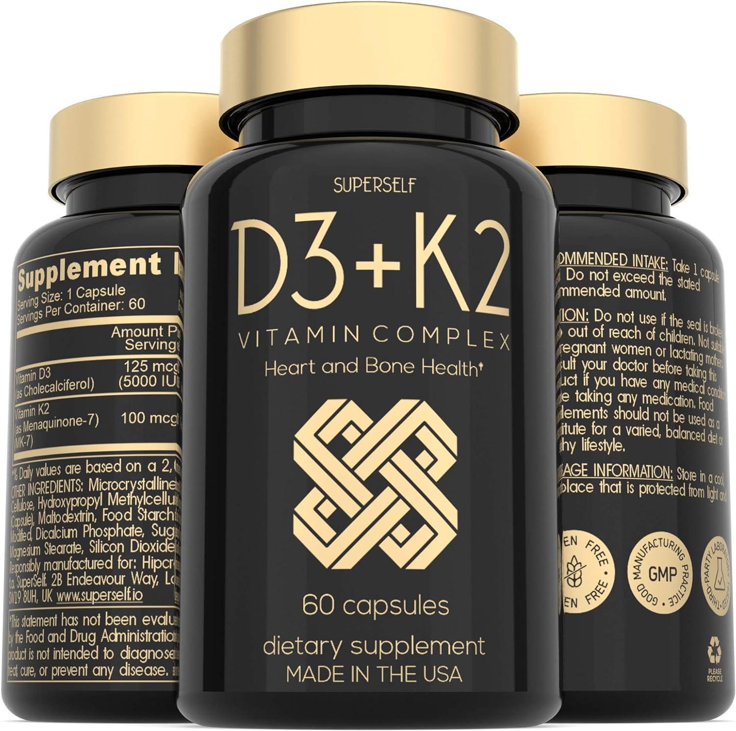 Vitamin D3 K2 Capsules - Vitamin D3 5000 IU and Vitamin K MK7 100mcg -