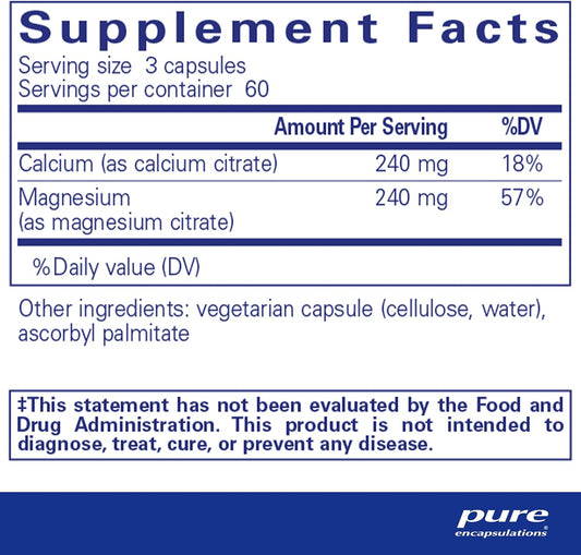 Pure Encapsulations Calcium Magnesium (Citrate) | Supplement for Bone
