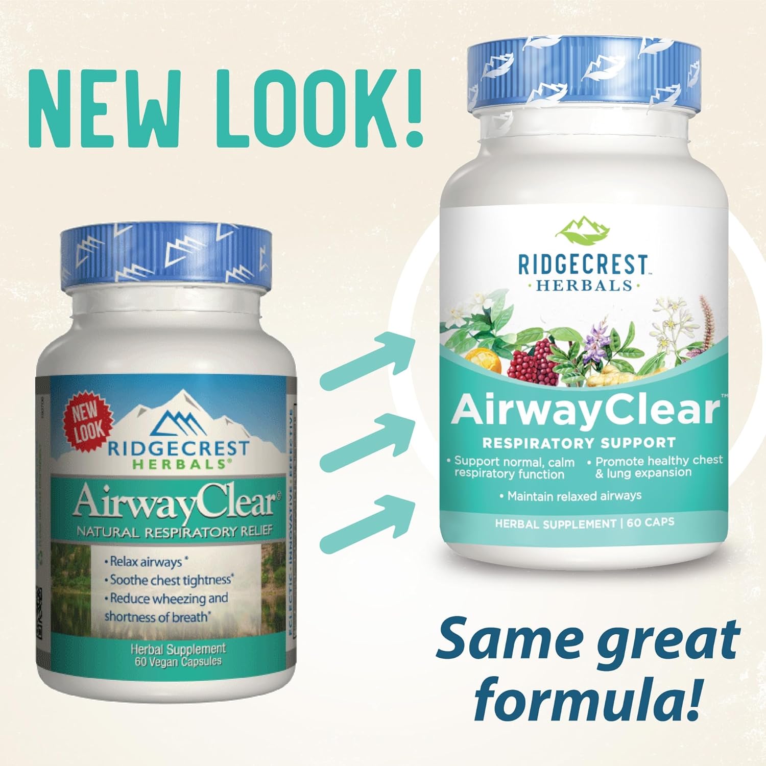 RidgeCrest Herbals AirwayClear - 60 Capsules - Respiratory Support - N
