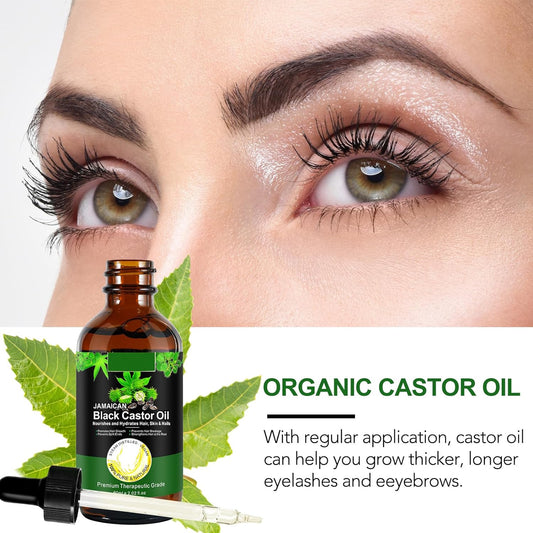 Jamaican Black Castor Oil,120ML,Organic Castor Oil Cold Pressed Glass Bottle,Unrefined 100% Pure Cold Pressed for Body H