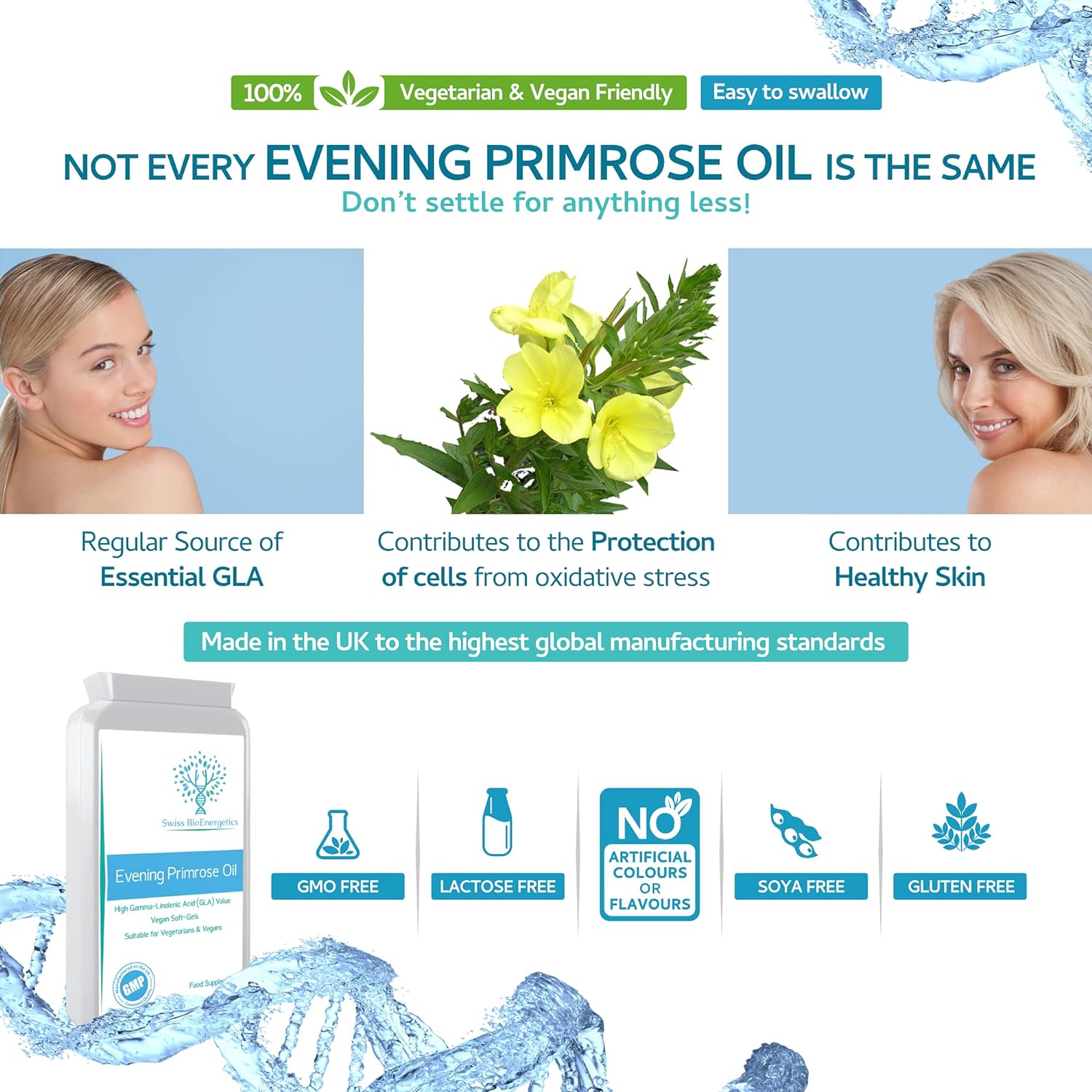Evening Primrose Oil 1000mg 90 Capsules - Cold Pressed - High GLA Form