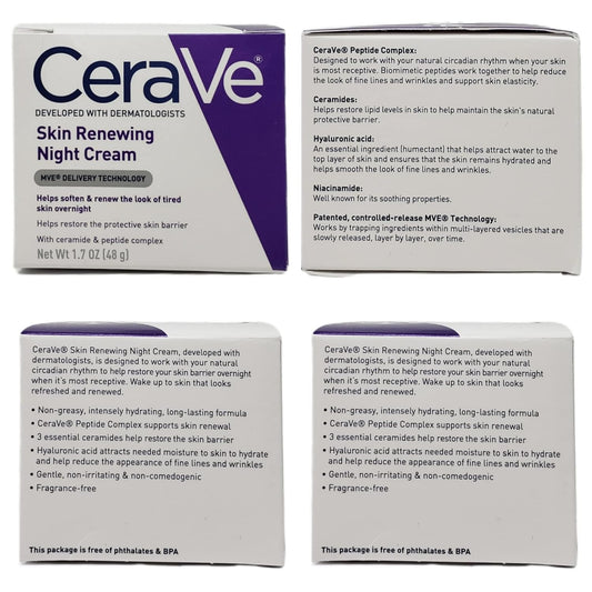 CeraVe Skin Renewing Day and Night Bundle - Contains CeraVe Day Cream Retinol with SPF 30 (1.76 ) and CeraVe Night Cream with MVE Delivery Technology (1.7 )