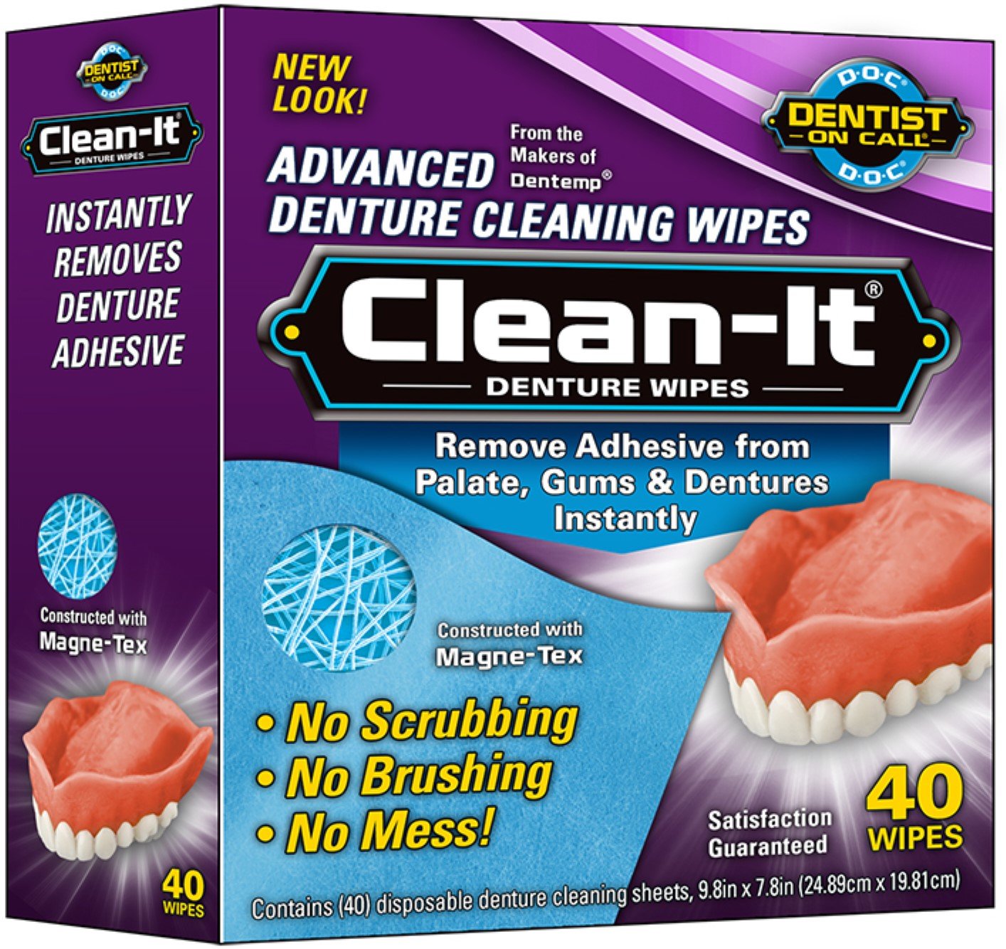 D.O.C. Denture Wipes 40 Each (Pack of 3)