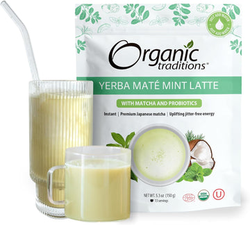 Organic Traditions Yerba Mate Tea Mint Latte with Matcha | Instant Dai