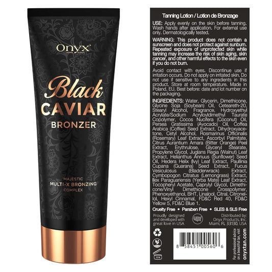 Onyx Black Caviar Dark Tanning Lotion for Outdoor Sun - Black Body Bronzer & Tan Enhancer - Insanely Dark Tan Results - Tanning Bed Lotion for Men & Women - Tinted Moisturizer for Bronze Skin