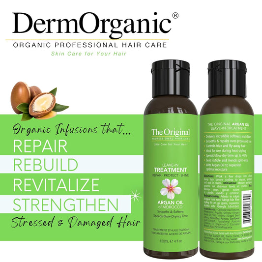 DermOrganic Argan Oil Daily Hydrating Hair Care-Sulfate Free & Color Safe-LEAVE IN TREATMENT 4  (2 PACK)