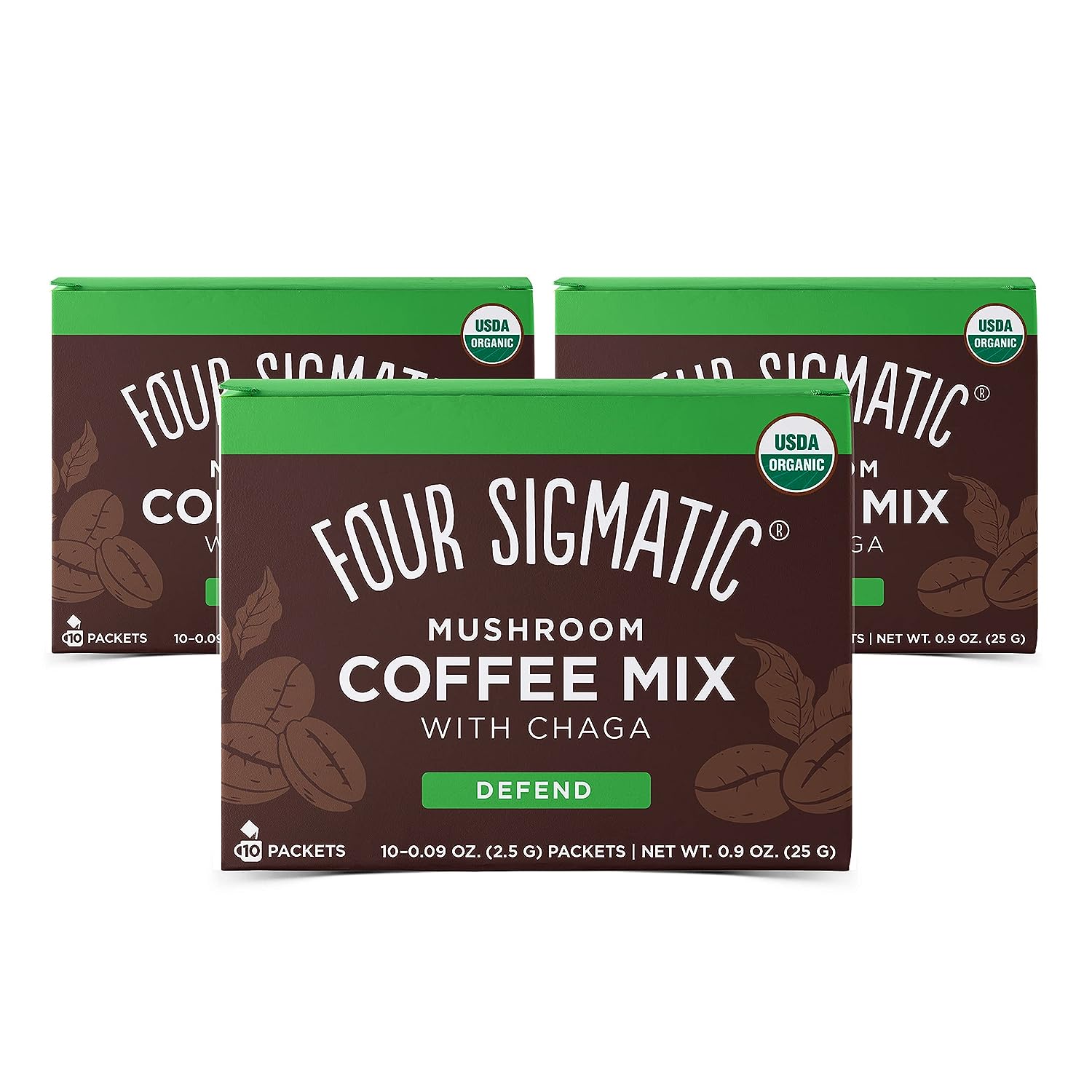 Four Sigmatic Mushroom Coffee Mix Cordyceps and Chaga Pack of 3 (30 Packets Total)