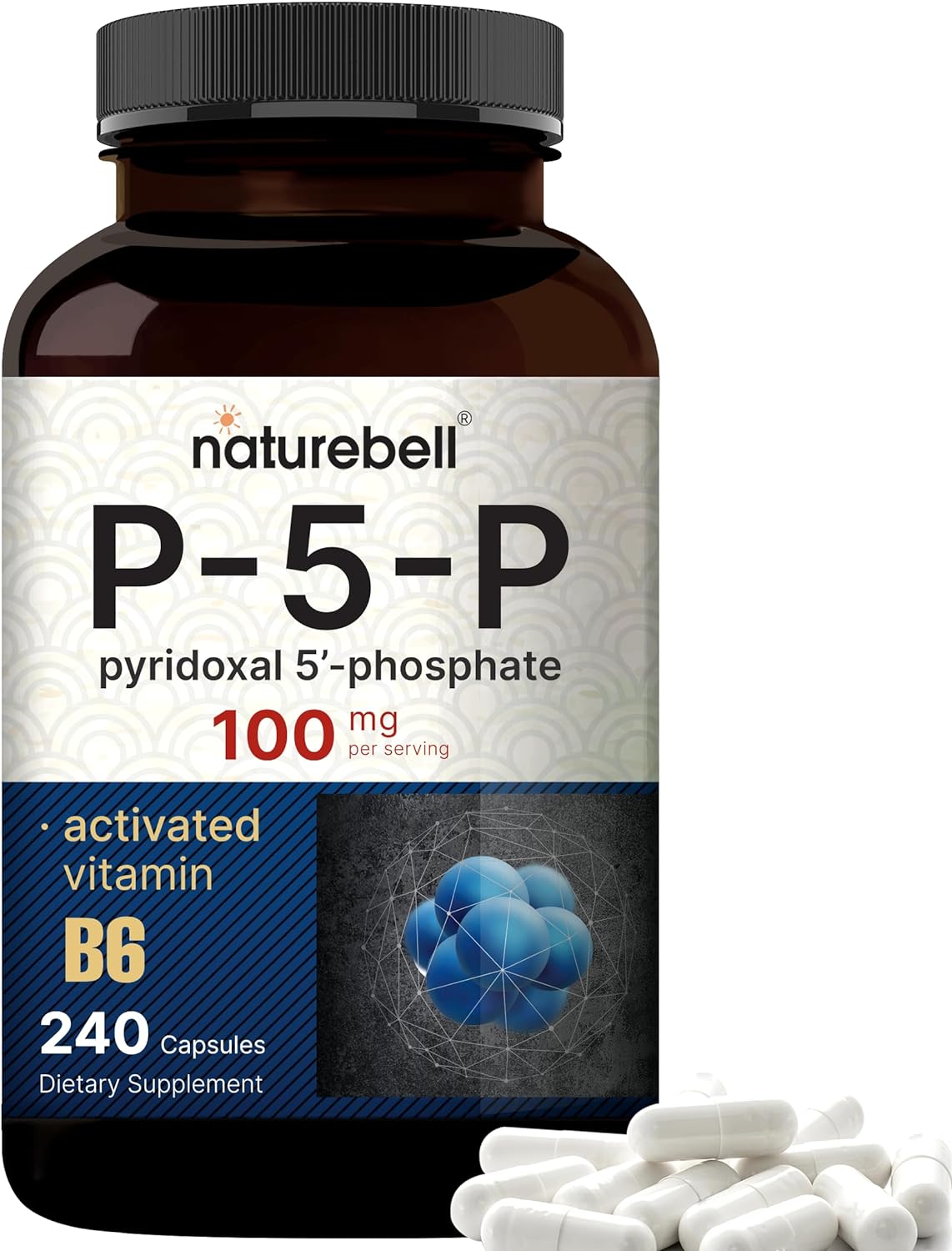 NatureBell P5P Vitamin B6 100mg Per Serving, 240 Capsules | Activated