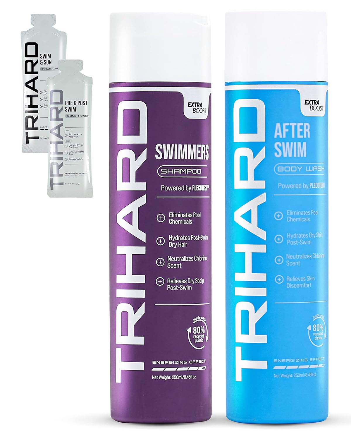 TRIHARD Swimmers Shampoo Extra Boost + After-Swim Body Wash Extra Boost | Specialized Swim Shampoo | Chlorine Removal Body Wash