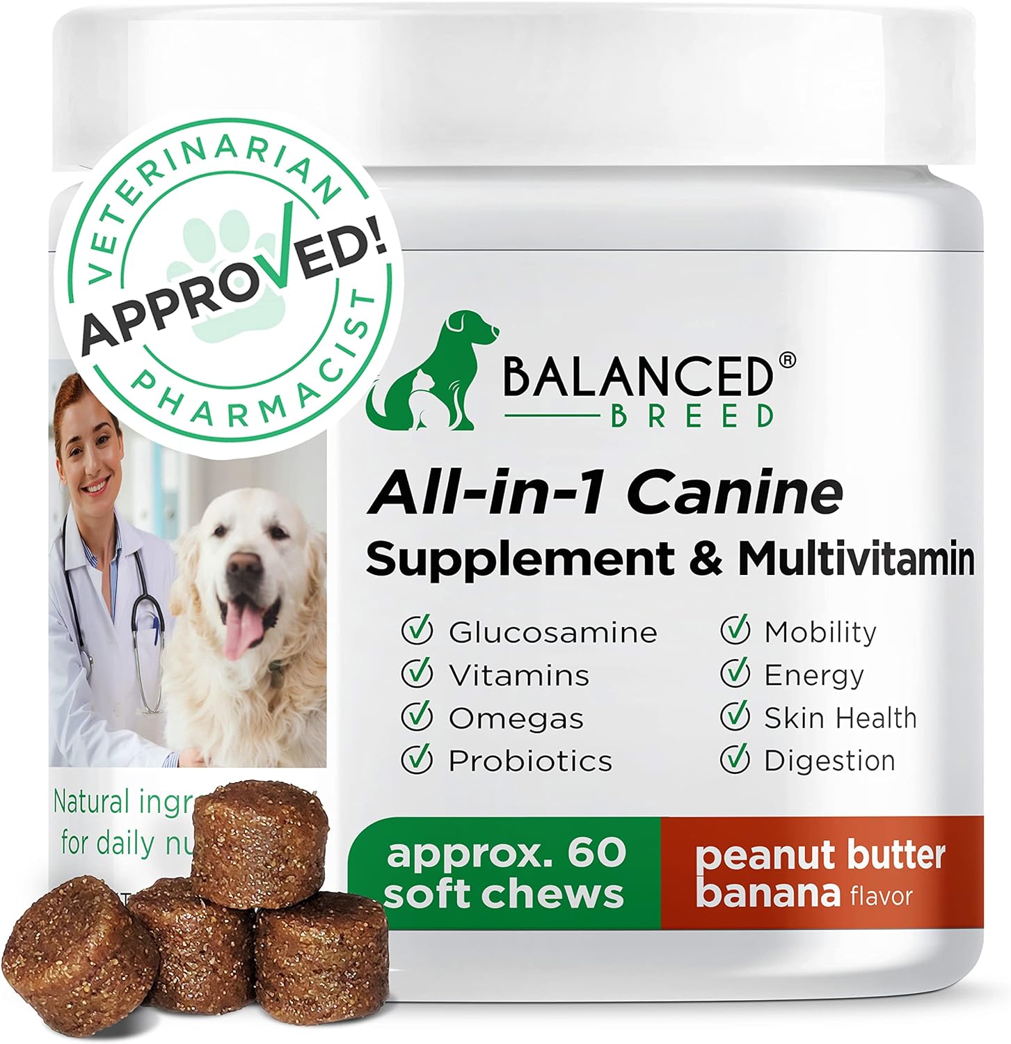 Balanced Breed Dog Probiotics Dogs Joint Support Supplement Dogs Multivitamin Glucosamine Dogs Skin Coat Supplement Dog