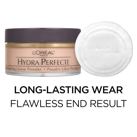 L’Oréal Paris Hydra Perfecte Perfecting Loose Face Powder, Minimizes Pores & Perfects Skin, Sets Makeup, Long-lasting & Lightweight, with Moisturizers to Nourish & Protect Skin, Medium, 0.5 .