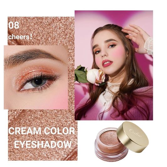 Oulac Warm Peach Glitter Cream Eyeshadow for Women with Moisturizing Smooth Formula. Multi-use for Highlighter, Highly Pigmented Metallic Shimmer Eye Makeup.Waterproof, Large Capacity 0.42 .(08)