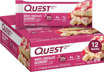 Quest Nutrition White Chocolate Raspberry Protein Bars, High Protein, 1.54 Pounds