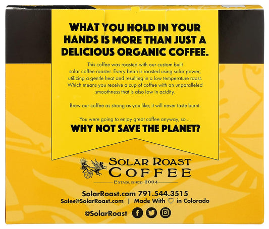 SOLAR ROAST COFFEE Organic Peru Coffee Pods 10 Count