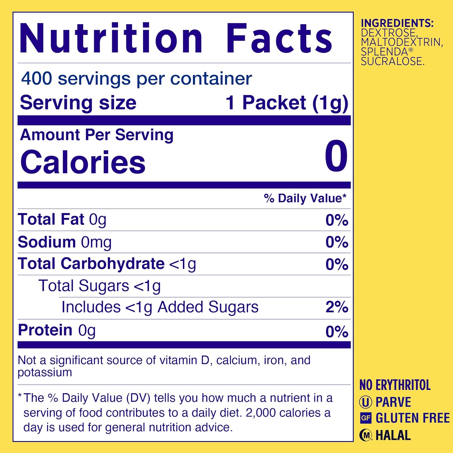  SPLENDA No Calorie Sweetener, Single-Serve Packets, 400 Cou