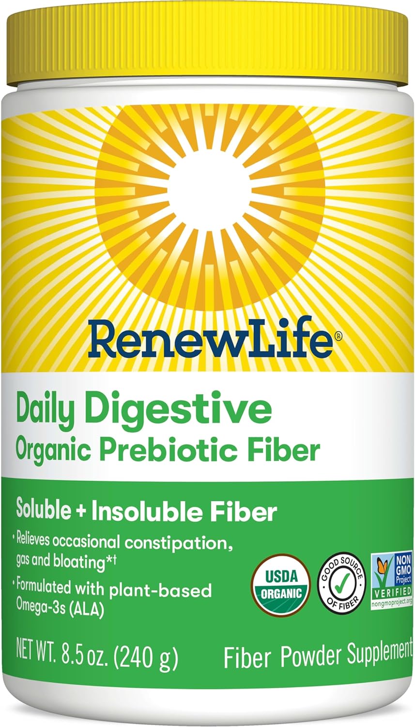 Renew Life Daily Digestive Organic Prebiotic Fiber Powder, D