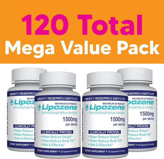 Lipozene Diet Pills - Weight Loss Supplement - 4 Bottles of 30 Capsule