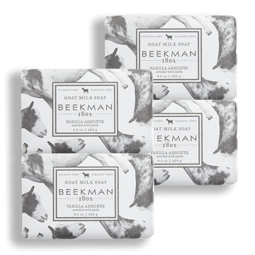 Beekman 1802 Goat Milk Soap Bar, Vanilla Absolute - 9 , Pack of 4 - Nourishes, Moisturizes & Hydrates the Body - Good for Sensitive Skin - Cruelty Free