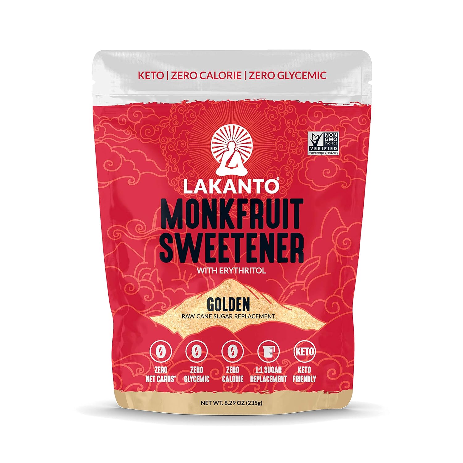 Lakanto Golden Monk Fruit Sweetener With Erythritol - Raw Cane Sugar Substitute, Zero Calorie, Keto Diet Friendly, Zero