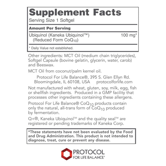 Protocol for Life Balance - Ubiquinol 100 mg - Cardiovascular Support