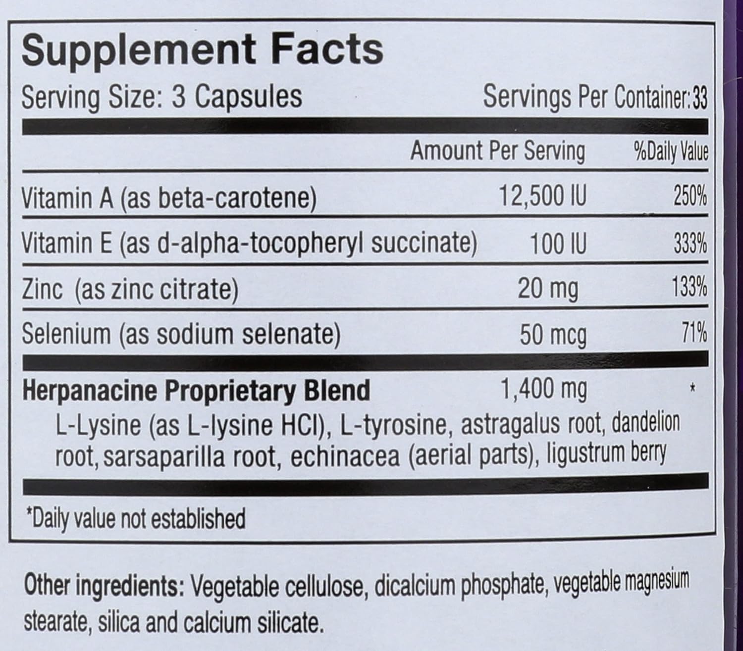 Diamond HERPANACINE Herpanacine Skin Support Capsules, 100 CT