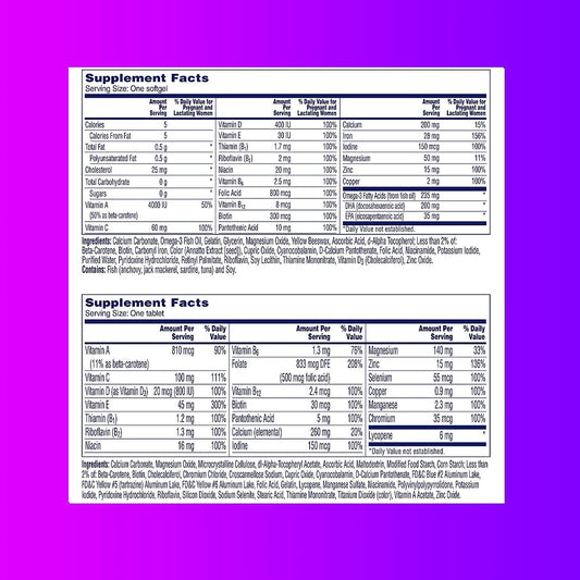 One A Day Men'S & Women'S Pre-Pregnancy Multivitamin Softgel Including Vitamins A, Vitamin C, Vitamin D, B6, B12, Folic Acid & More, 30+30 Count, Supplement For Before, During, And Postnatal