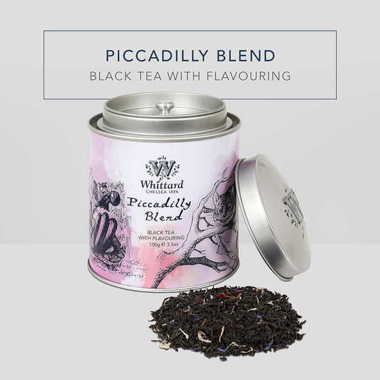 Whittard of Chelsea - Piccadilly Blend Alice Caddy - Black Loose Leaf Tea, Vegetarian, Vegan Friendly, Alice Inspired Resealable Tea Tin (100g, 1ct)